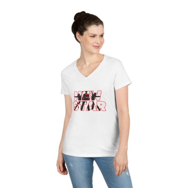 Stylish Ladies' V-Neck T-Shirt - 'New Star' Design for Trendsetters - Image 3