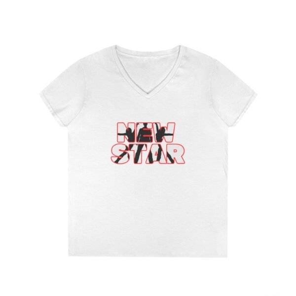 Stylish Ladies' V-Neck T-Shirt - 'New Star' Design for Trendsetters