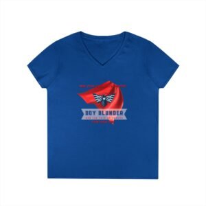 V-Neck T-Shirt Boy Blunder and the Trio of Terror - Blue